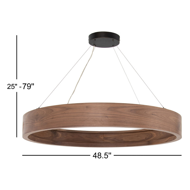 Baum 1 - Light Chandelier, 25" H x 48.5" W x 48.5" D, Dark Walnut