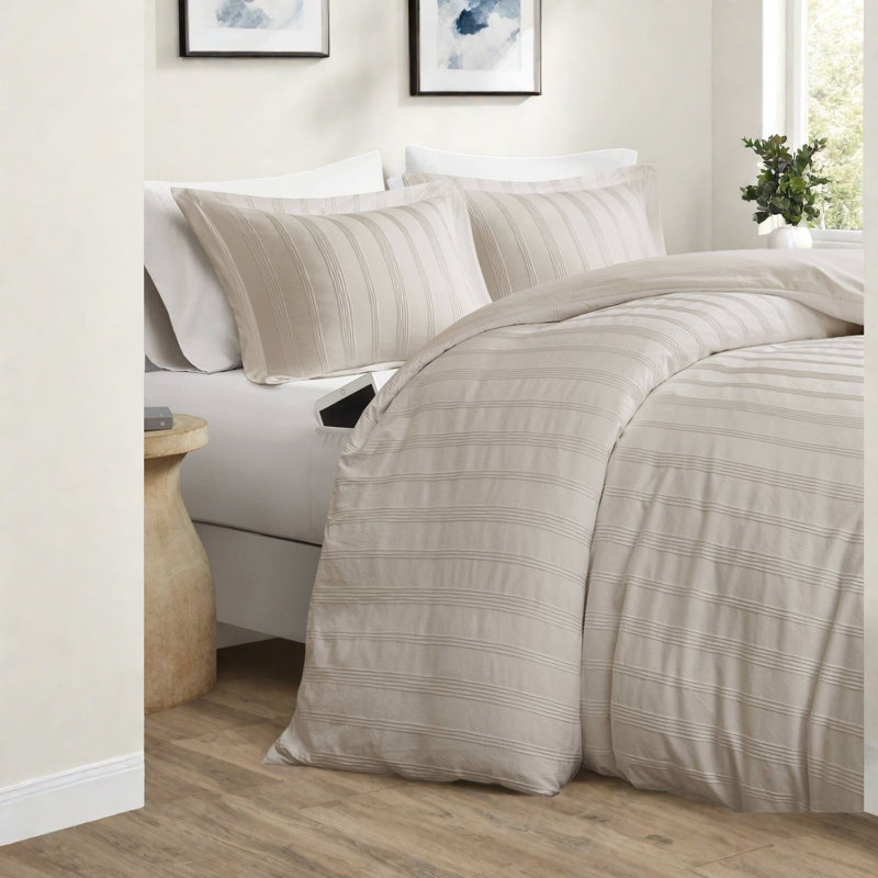 Ensembles de literie pour grand lit durables, polyester moderne à rayures