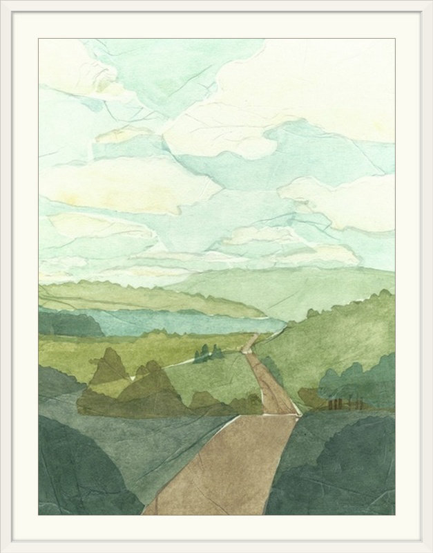 « i » megan meagher, reproduction d’art Countryside Collage, Cadre blanc, H 32 po x l 26 po x P 1 po