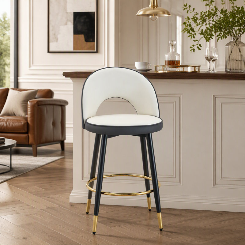 Ensemble de 2 chaises de bar rembourrées et pivotantes à 360 °, idéales pour la salle à manger, la cuisine et la terrasse avec un design ergonomique