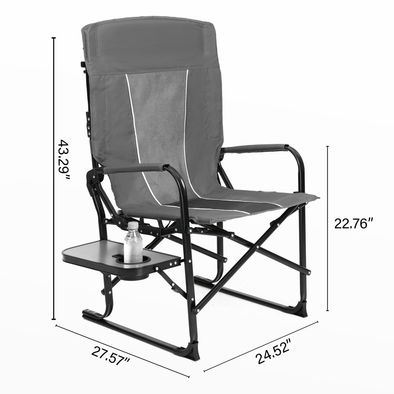 Chaise de camping confortable avec table d'appoint Comfort, Gris