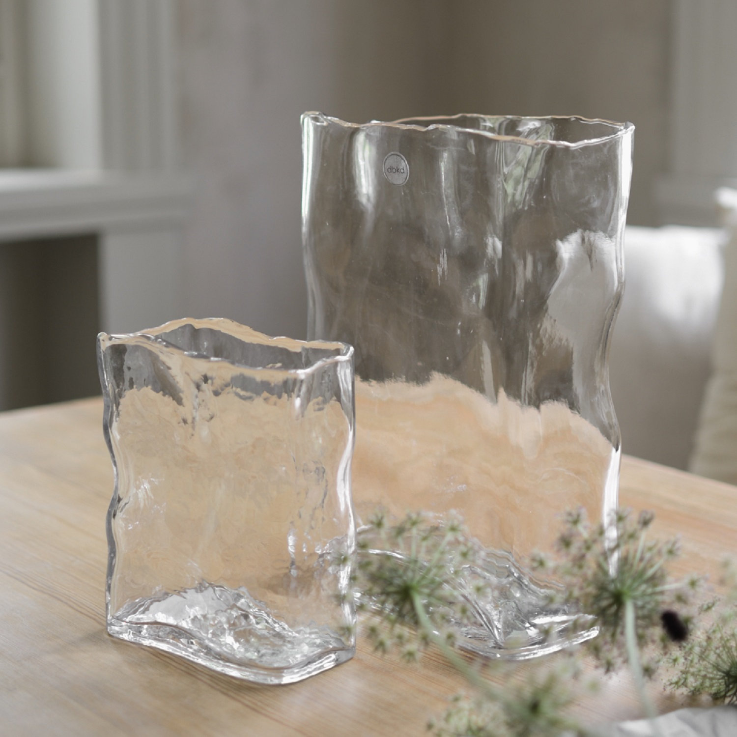 Filia Glass Table Vase, Clear, 11.1" H x 7.87" W x 4.33" D