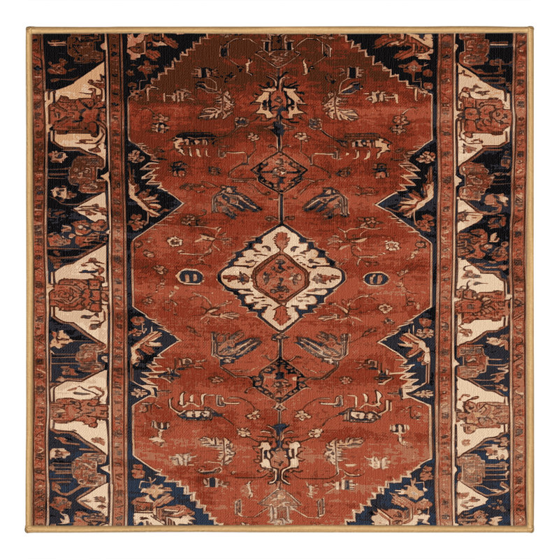 Machine Washable Persian Brown Area Rug, Square 5'