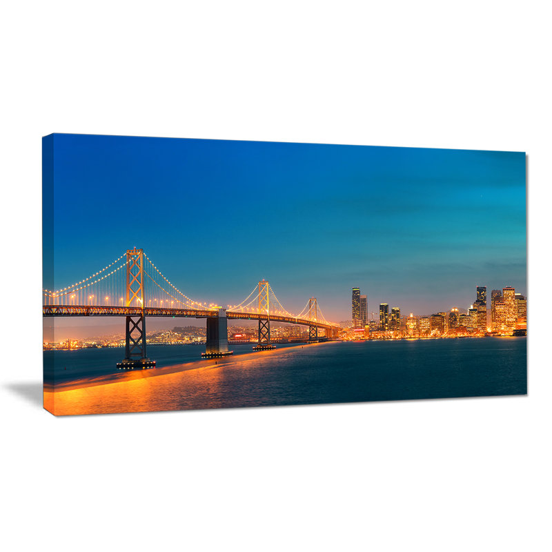 « illuminé san francisco horizon cityscape », reproduction de photo sur toile tendue, H 16 po x l 32 po x P 1 po