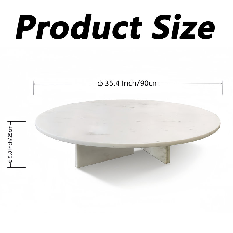 Genuine Marble Coffee Table, Texture, White/Natural Marble