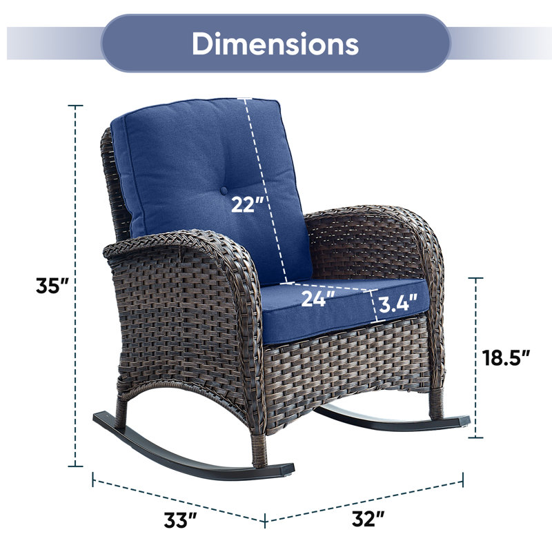 Chaise berçante d'extérieur Gaetanino, Brun, Bleu