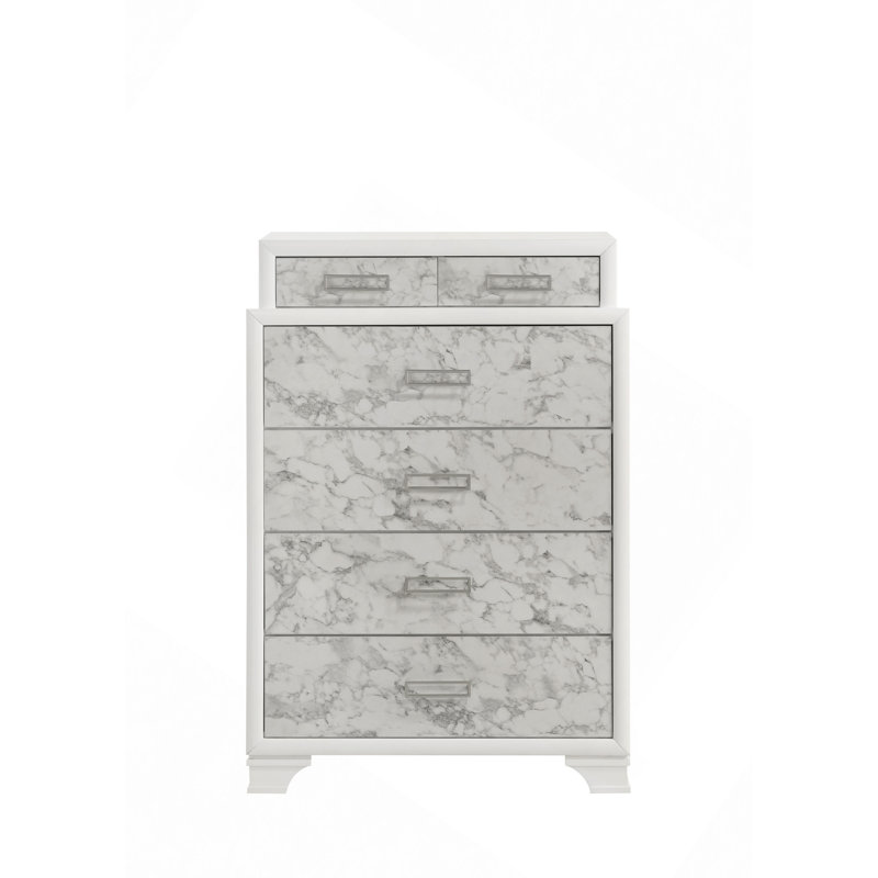Commode à tiroirs, commode en bois de style moderne Soul en blanc
