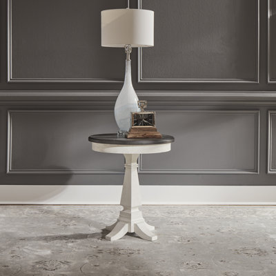 Colburn Round Wooden Pedestal End Table