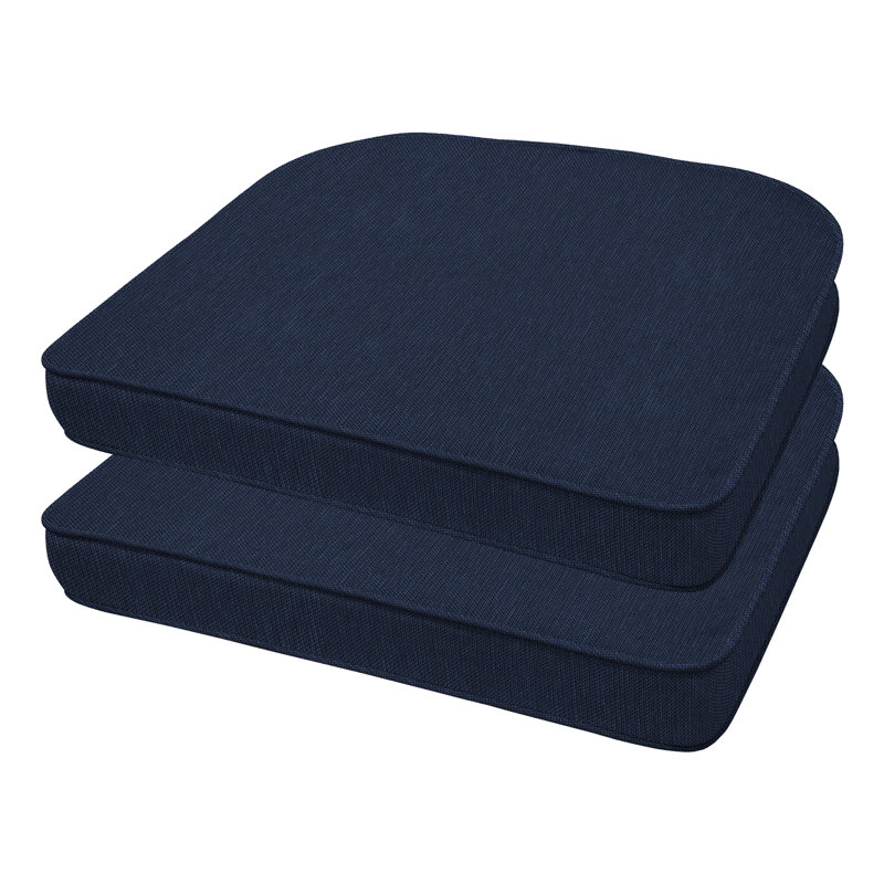 Outdoor Rounded Dining Seat Cushion, Midnight Blue