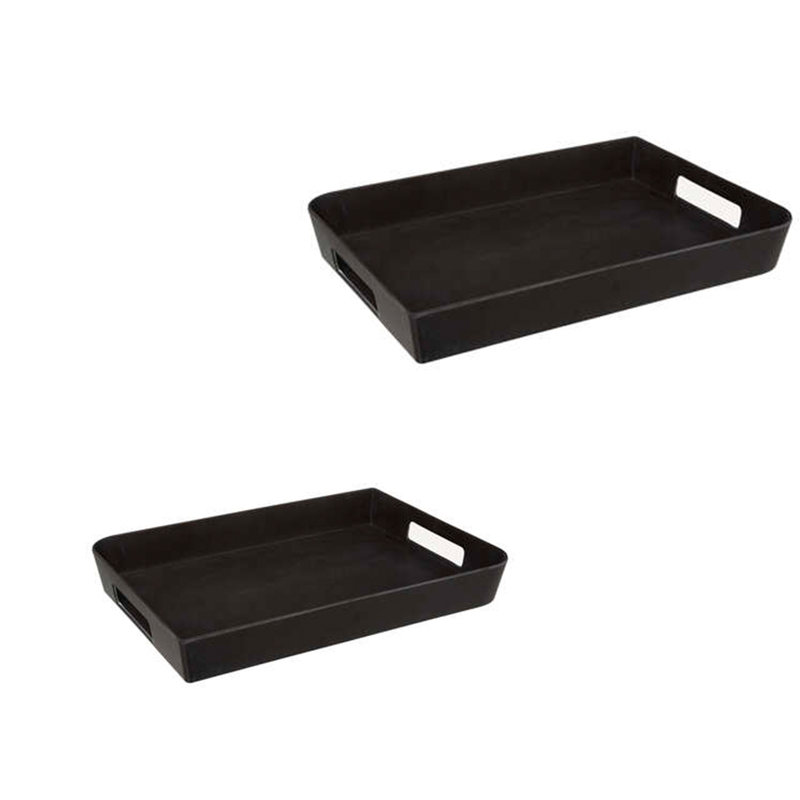 Evaeh Melamine Tray - Set of 2, Black