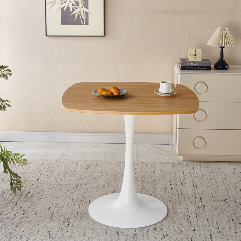 Table de salle à manger 31,5 pouces chêne, H 28,93 po x L 31,5 po x l 31,5 po, Chêne, Blanc