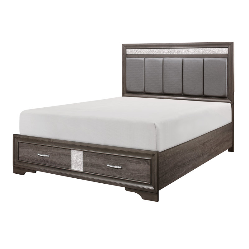 Michaela Vegan Leather Standard Storage Bed, King, Gray