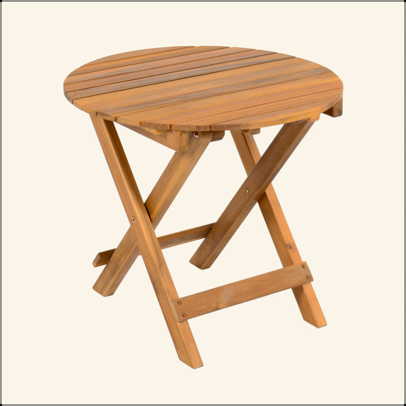 NO INSTALLATION REQUIRED, FOLDABLE AND ADJUSTABLE OUTDOOR ACACIA WOOD SIDE TABLE