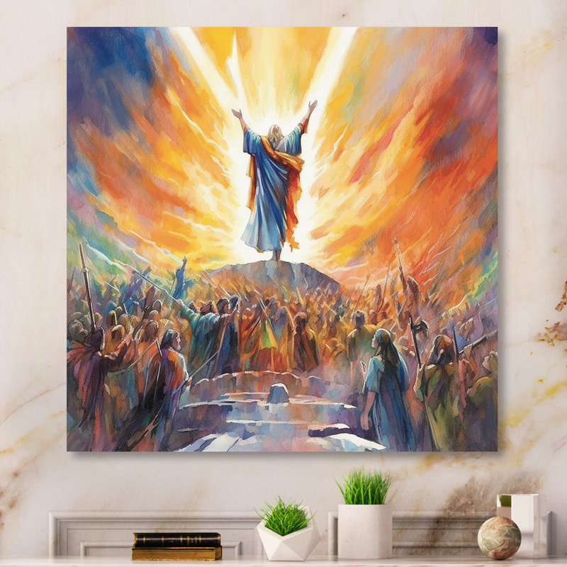 "Résurrections de triomphe religieuse" sur métal, H 16 po x l 16 po x P 1 po