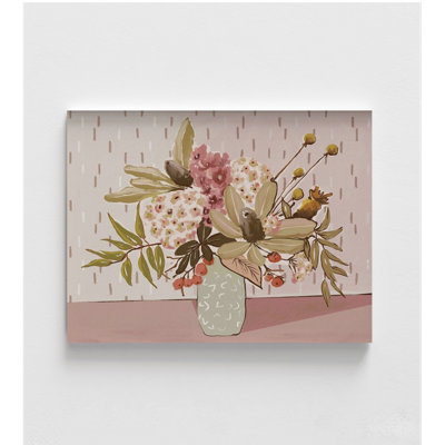 Flowers In Vase Oil Painting Print, Framed Pink Floral Painting Print, Botanical Wall Decor, Wild Flowers Poster, Framed Wall Art