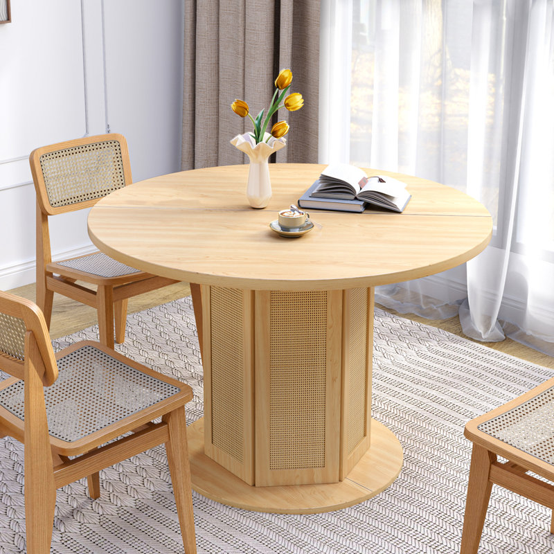 Table de salle à manger à piédestal 47 po pour 4-6 personnes Cashus, Bois de chêne