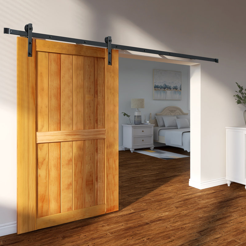 10FT Black Carbon Steel Sliding Barn Door Hardware Kit