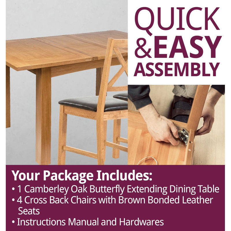 4 - Person Extendable Solid Oak Dining Set