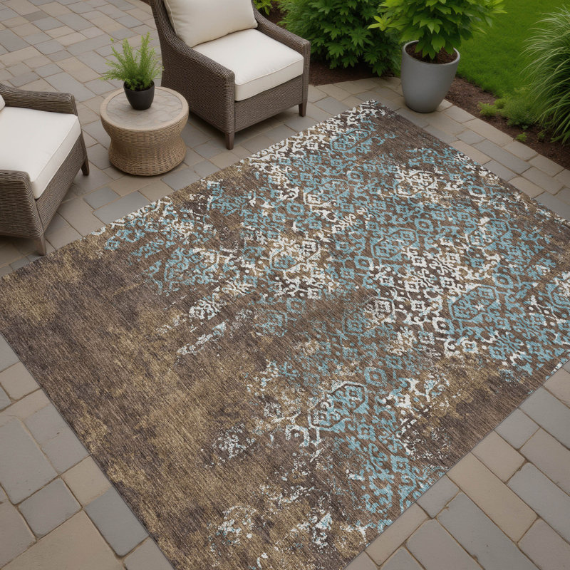 Machine Washable Indoor/Outdoor Chantille ACN2713 Casual Rug, 8' x 10', Brown