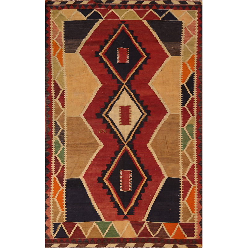 Tapis kilim en laine à teinture végétale 5 x 8