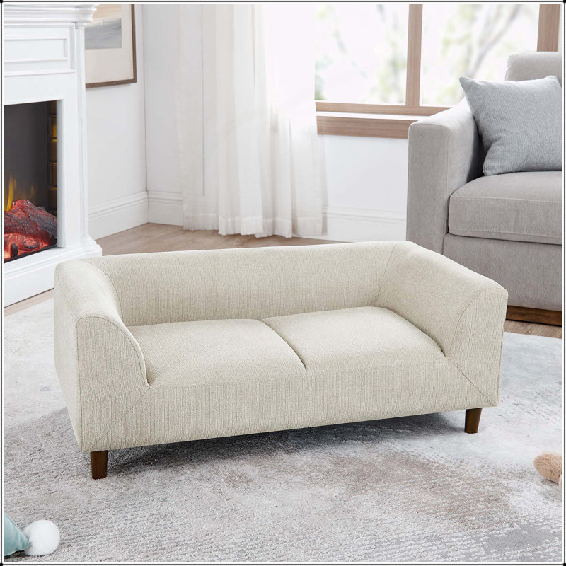 Modern Rectangular Pet Sofa with Armrests and Backrest, Ideal for Small and Medium Dogs, Beige