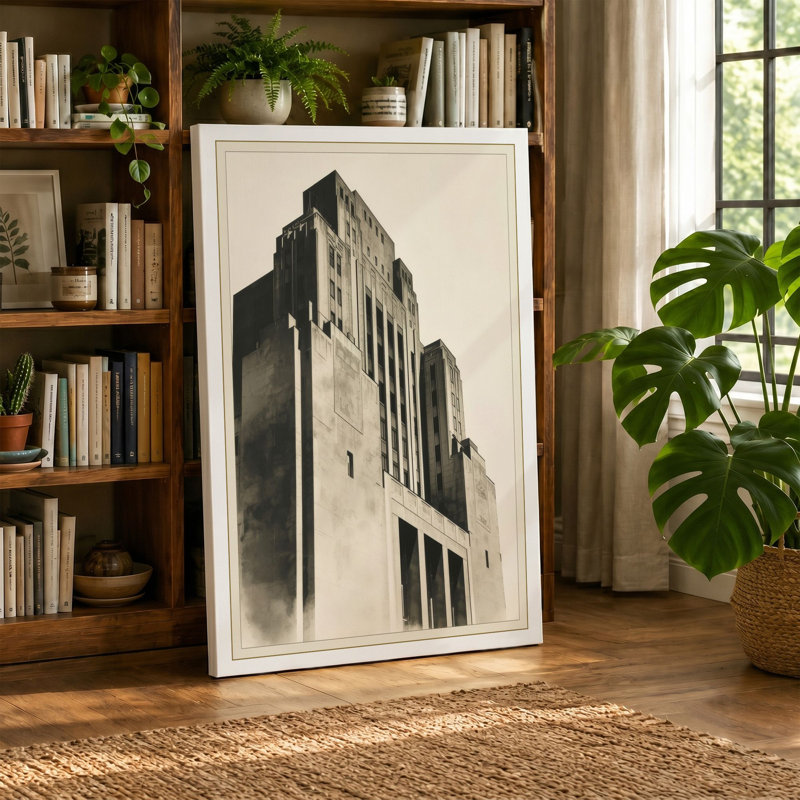 Ascendant Art Deco - Wrapped Canvas, 24x16 - 61.0 x 40.6 cm, Sage Border
