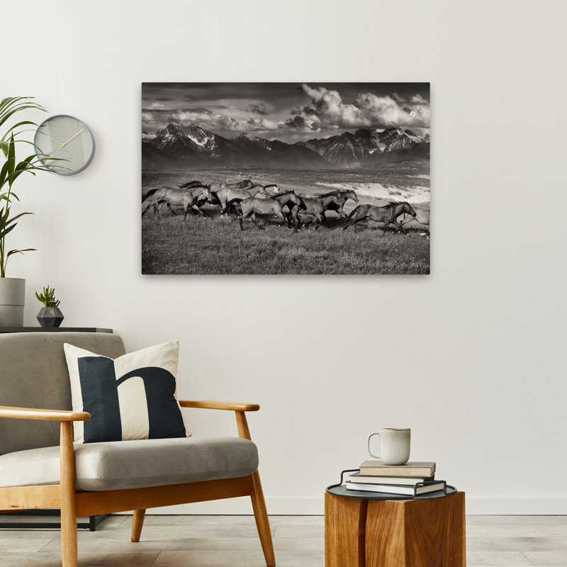 Chaîne de montagnes, Mavericks - photographie, animaux, nuages, chevaux, art, H 36 po x l 24 po