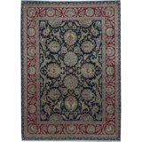 Hand-Knotted High-Quality Black and Red Area Rug