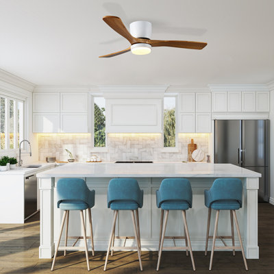 Ventilateur de plafond standard à DEL à 3 pales de 52 po avec télécommande et ensemble d'éclairage pour salon
