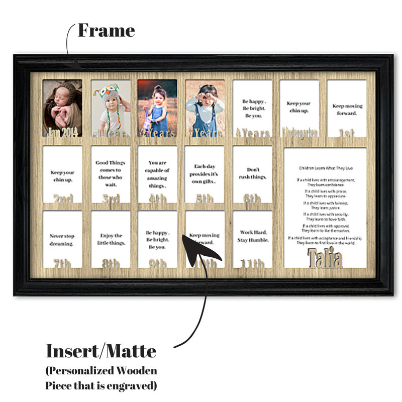 Solid Wood Picture Frame with Mat, Black/Unfinished, Yes