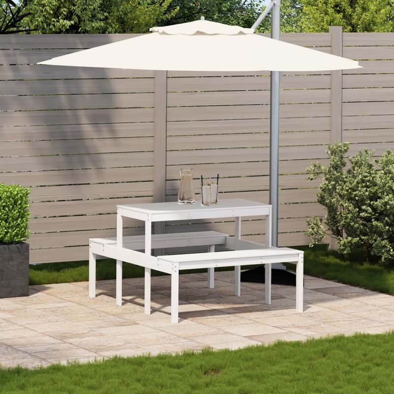 Coshocton Rectangular Outdoor Picnic Table , 110cm cm W 134cm cm D, White