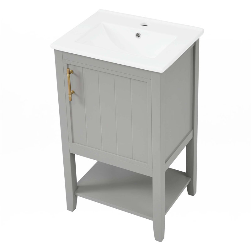 Meuble-lavabo de 20 po avec lavabo, Gris