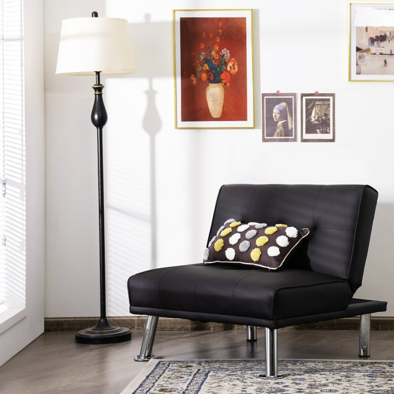 Hynleigh 2 Seater Faux Leather Reclining Sleeper, Black