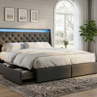 King Metal Platform Bed Frame