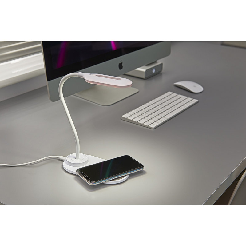 Auraglow Flexible Lamp with 10W Qi Wireless Fast Charger - Two Pack, White