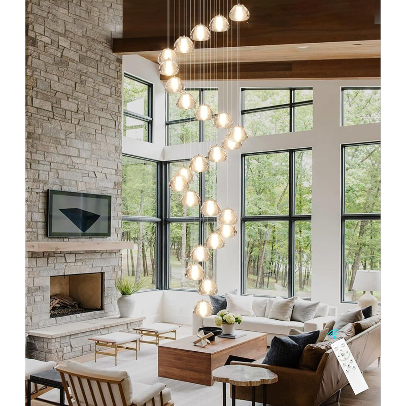 25 - Light Dome Crystal Chandelier, Doré