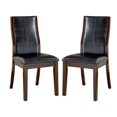 Chaises de salle à manger 2 pièces transitionnelles - cerisier brun, siège rembourré, bois massif, dossier de chambre à dossier courbé moderne de 2, coussin de siège en cerisier, caractéristique, matériau en bois