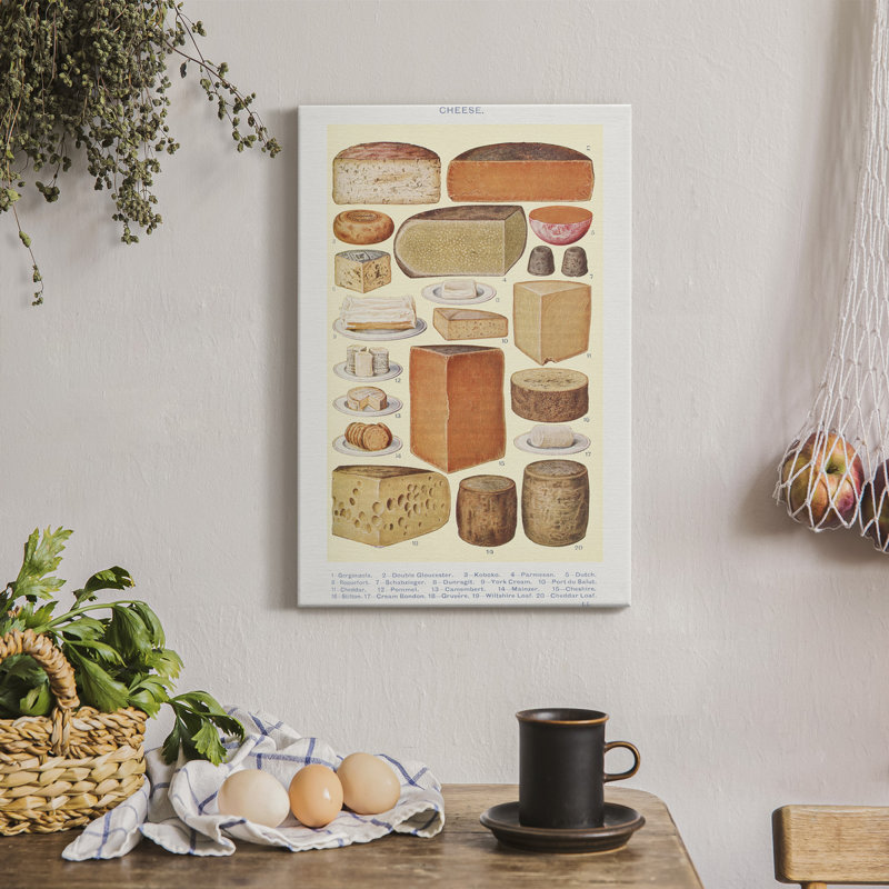 Fromages variés - peinture sur toile tendue, H 60 po x l 40 po x P 1 po