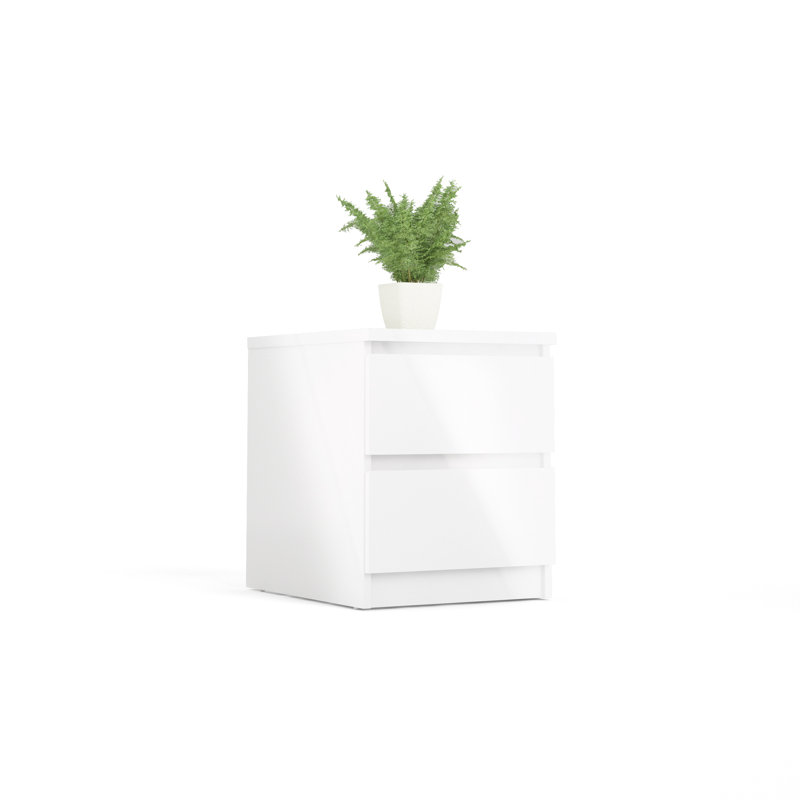 Table de chevet à 2 tiroirs Jada, Blanc ultrabrillant