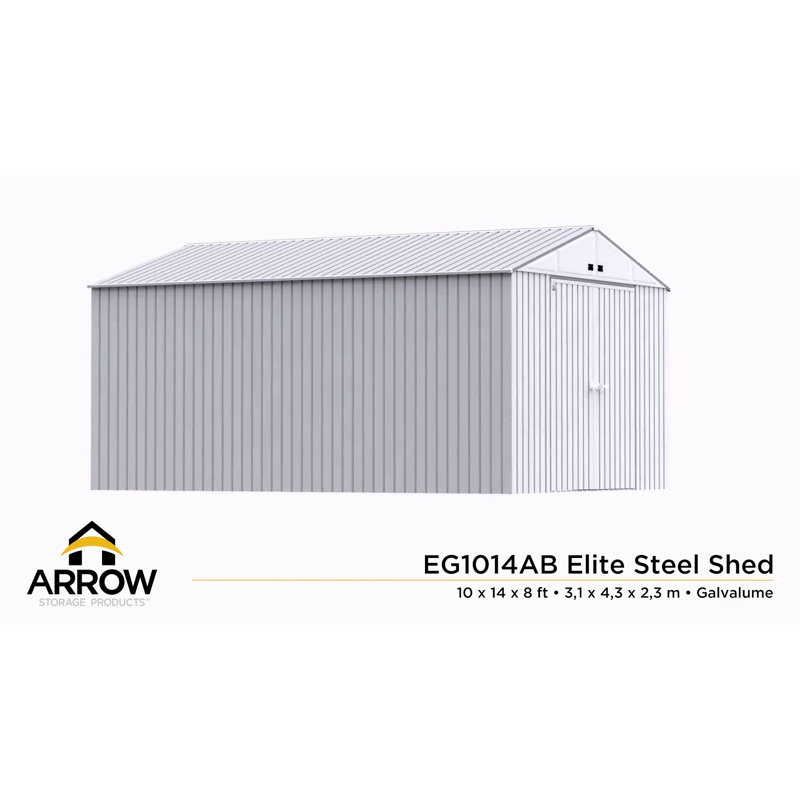 Anthracite 10' x 14' Steel Gable Roof Storage Shed