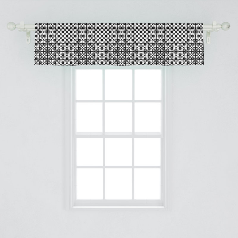 Black and White Geometric Pattern Rod Pocket Valance