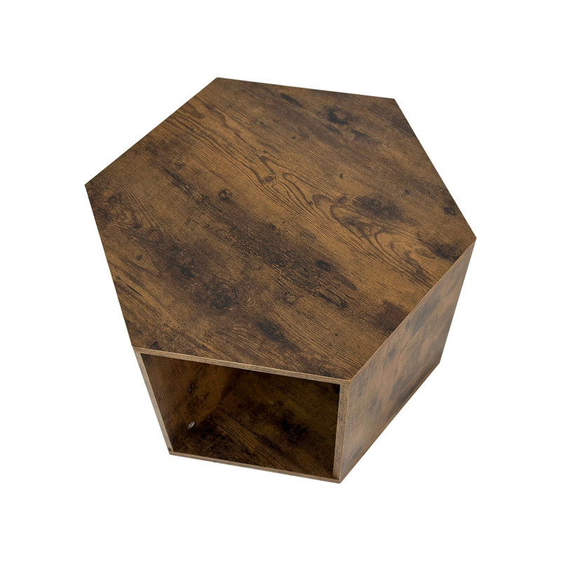 Hexagonal Coffee Table Side Table Nightstand Antique Wood