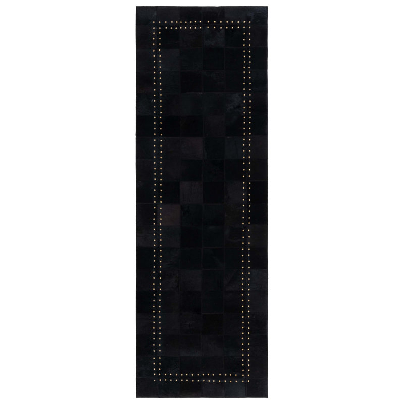 Dharia Studio Handwoven Leather Rug with Felt, Tapis de couloir 2 pi 3 po x 7 pi