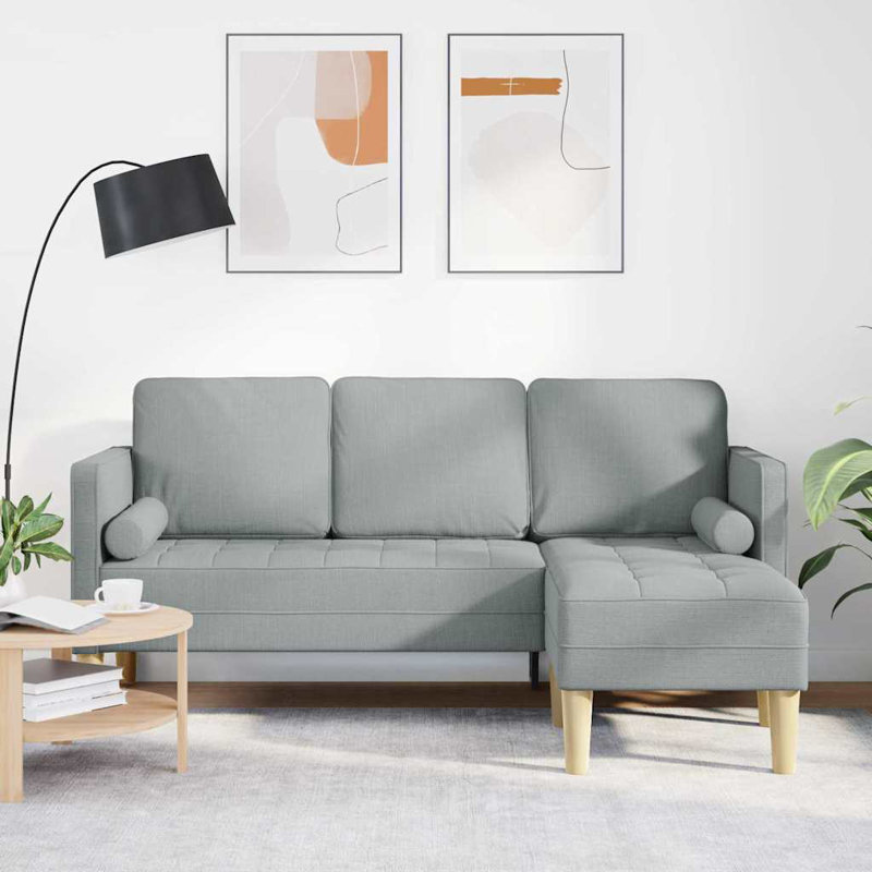 vidaXL Sofa Set with Cushion Light Grey Polyester, Light Gray