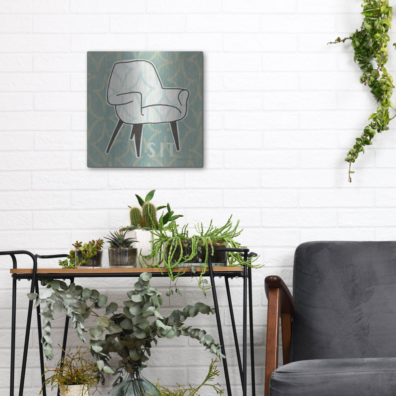 Art mural en métal George Oliver «Retro Chair 1 Sit» par Michael Mullan, H 12 po x l 12 po