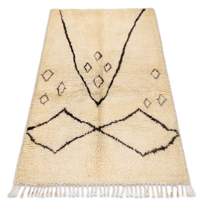Kindig Rectangle 155 cm x 190 cm Moroccan Wool Hand Loomed Berber Area Rug