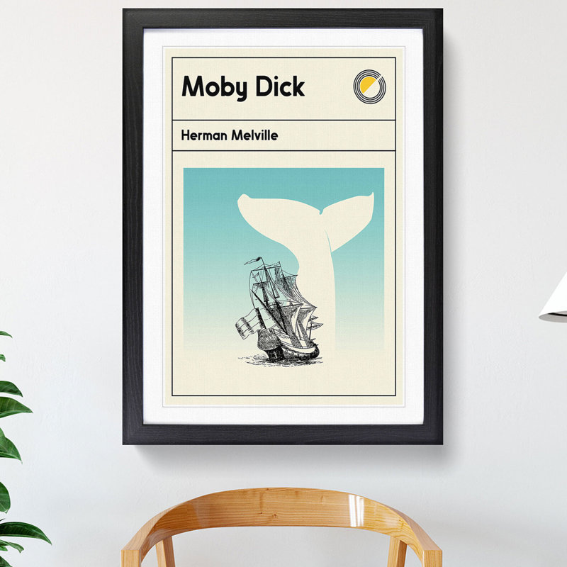 Book Cover Moby Dick Herman Melville - Picture Frame Graphic Art, Black, 36cm H x 27cm W x 2cm D