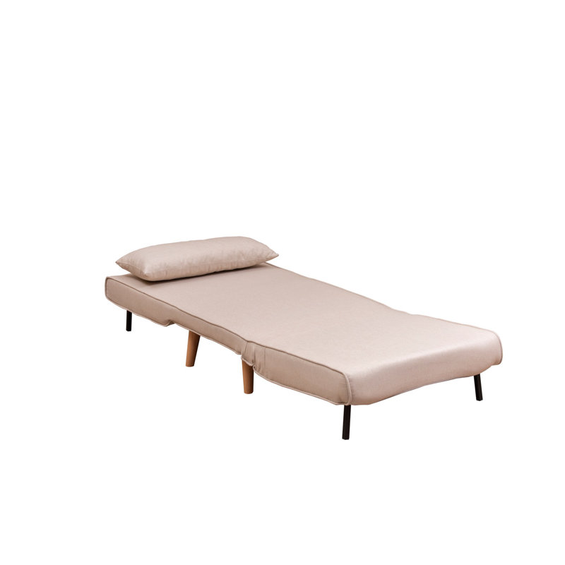 Canapé-lit 1 place polyvalent, couleur crème, 19,7 po x 31,5 po x 16,5 po | Structure 100% métal, tissu 100% polyester | Coussins de dossier en mousse haute densité et en fibre de silicone, dossier réglable à 14 niveaux | Parfait pour les petits espaces et les chambres d'amis