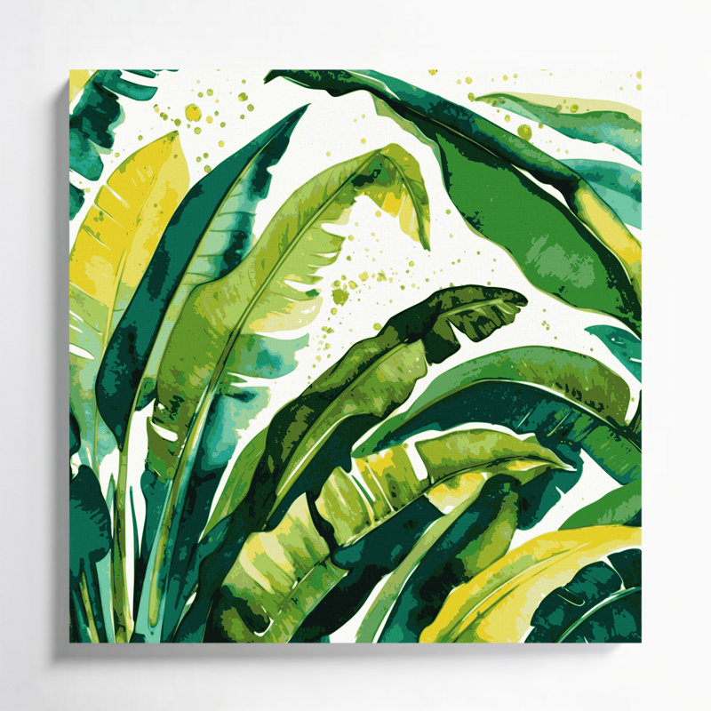 «Hawaiian Banana Leaves», art mural sur toile verte, H 8 po x l 8 po