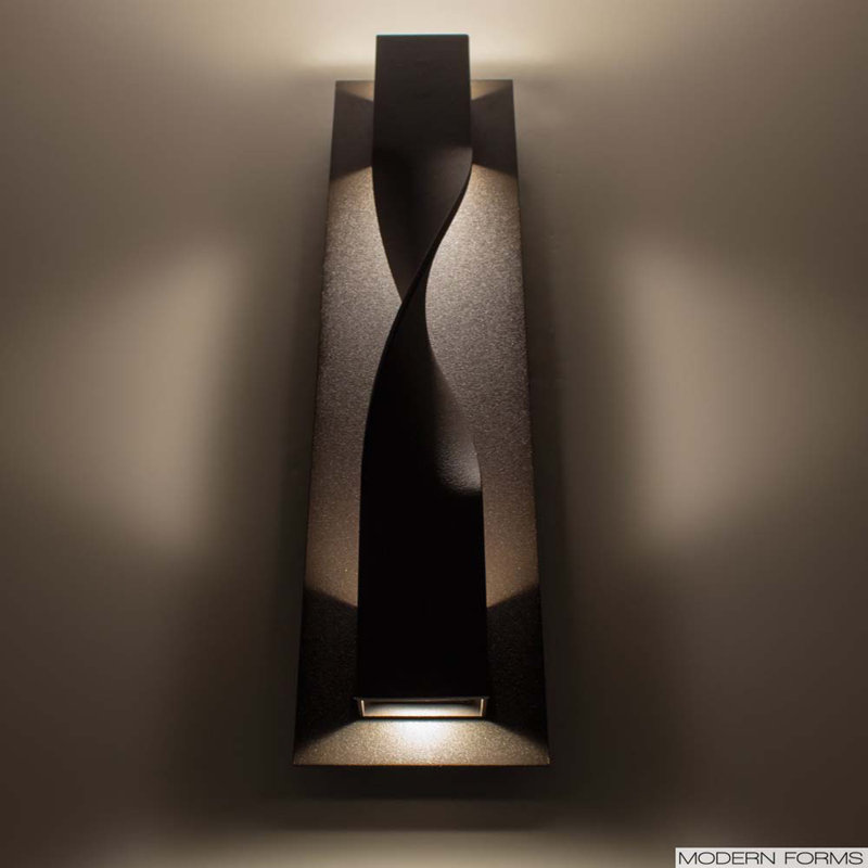 Bronze Twist LED Outdoor Wall Light with White Diffuser